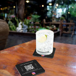 Business name qr code instagram black white beverage coaster<br><div class="desc">Personalize and add your business name,  your own qr code to your Instagram account and a text.  Black background,  white text.  With the text x2: Follow us!</div>