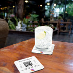 Business name qr code instagram brand color beverage coaster<br><div class="desc">Personalize and add your business name,  your own qr code to your Instagram account and a text.  Black text.  With the text x2: Follow us!
Transparent background. You can add your brand color in the design tool.</div>