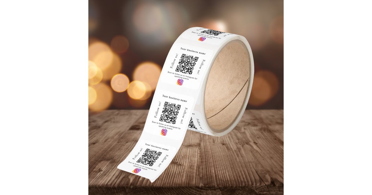 Business name qr code social media instagram square sticker | Zazzle