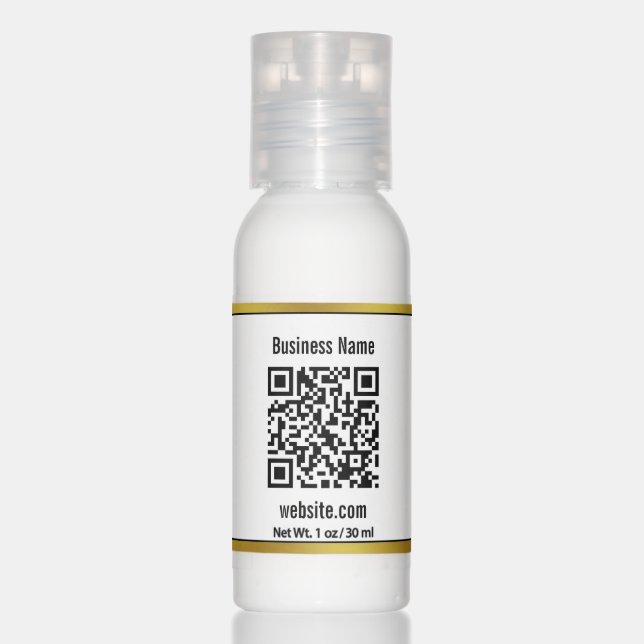 Business Name QR Code Website Black White and Gold Hand Lotion (Front)