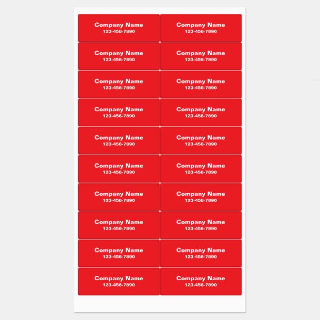Business Name Red Phone Number Product Labels (Sheet)