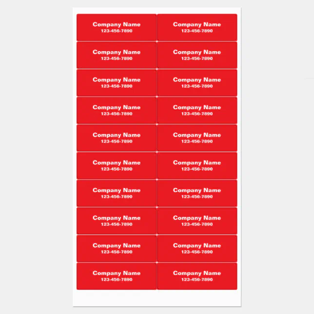 Red Mobile Number Business Name Red Phone Number Product Labels | Zazzle