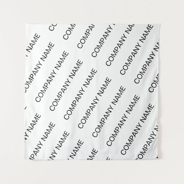 Business Name Repeating Pattern Black White Brand Tapestry (Front)