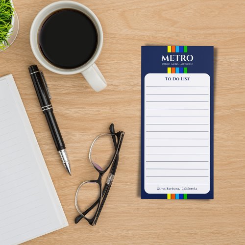 Business Name Retro Modern Stripes Blue To Do List Magnetic Notepad