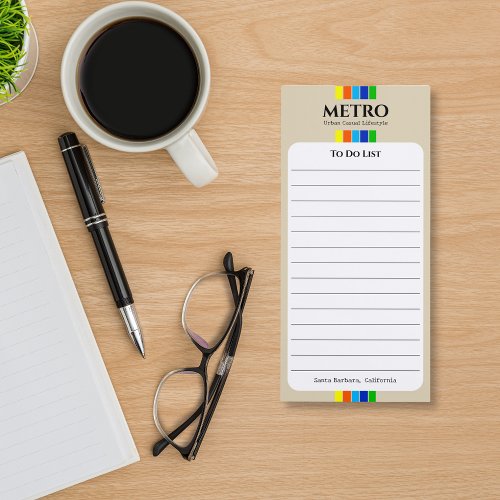 Business Name Retro Modern Stripes Ecru To Do List Magnetic Notepad