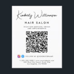 Business Name Signature Script QR Code Flyer<br><div class="desc">Chic custom marketing flyer for your business featuring your name in a stylish signature script and business type below in simple modern typography. Input your website address to create a QR code that customers and clients can scan for a list of your products, services, hours, etc. Add your instagram and...</div>