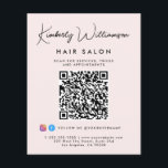 Business Name Signature Script QR Code Pink Flyer<br><div class="desc">Chic light pink marketing flyer for your business featuring your name highlighted in a stylish signature script and business type below in simple modern lettering. Input your website address to create a QR code that customers and clients can scan for a list of your products, services, hours, etc. Add your...</div>