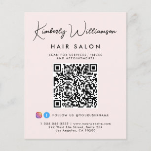 Business Name Signature Script QR Code Pink Flyer