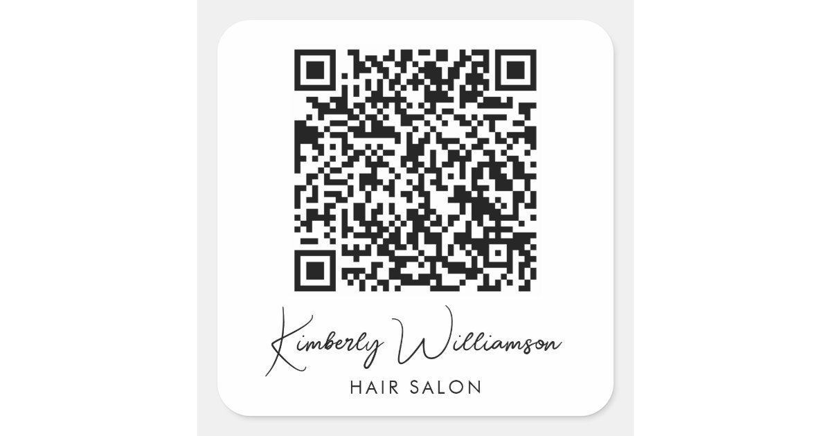 Business Name Signature Script QR Code Square Sticker | Zazzle