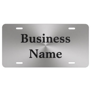 Business Name Silver and Black Text Promotional License Plate