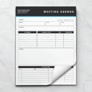 Business Name Simple Meeting Agenda Notepad