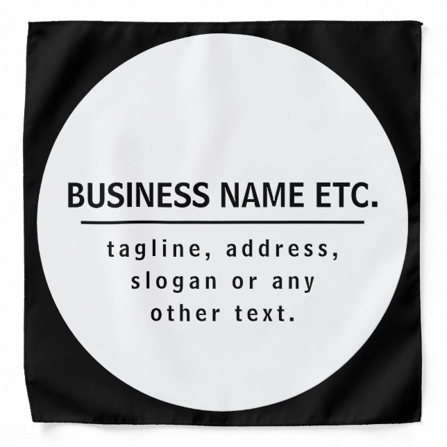 Business Name & Slogan/other text | Black & White Bandana (Front)