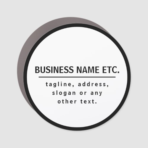 Business Name  Sloganother text  Black  White Car Magnet