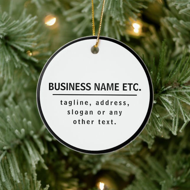 Business Name & Slogan/other text | Black & White Ceramic Ornament (Tree)