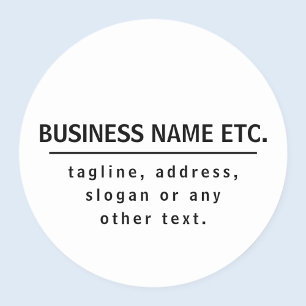 Business Name & Slogan/other text Black & White Classic Round Sticker
