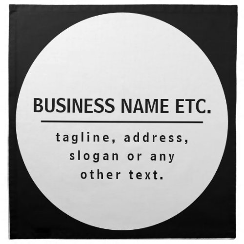 Business Name  Sloganother text  Black  White Cloth Napkin