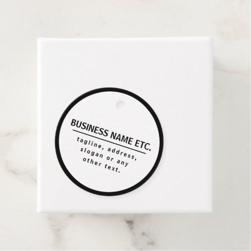 Business Name  Sloganother text  Black  White Favor Tags