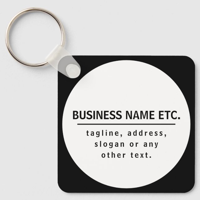 Business Name & Slogan/other text | Black & White Keychain (Front)