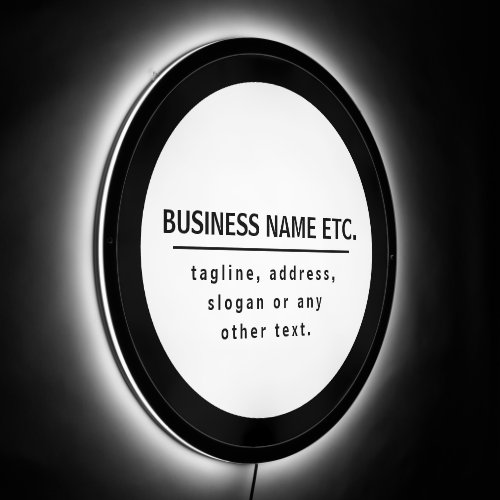 Business Name  Sloganother text  Black  White LED Sign