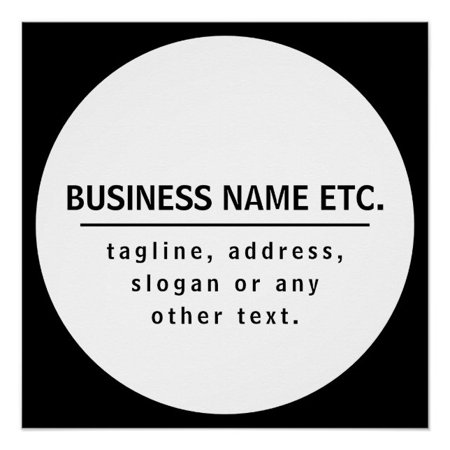 Business Name & Slogan/other text | Black & White Poster (Front)