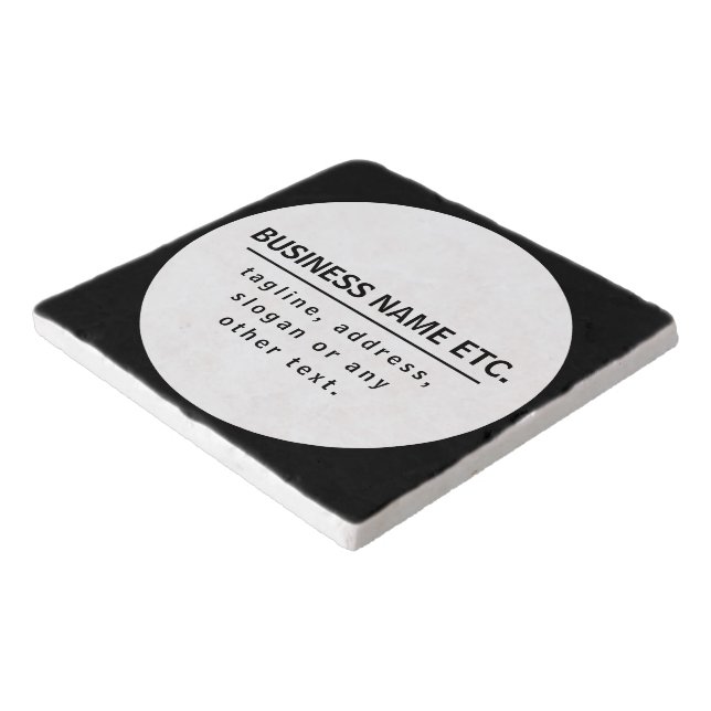 Business Name & Slogan/other text | Black & White Trivet (Corner)