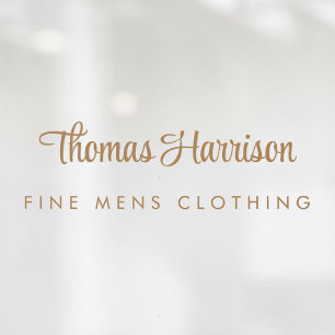 Business Name Stylish Gold Signature Script Window Cling