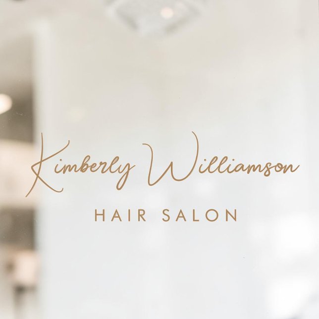 Business Name Stylish Signature Gold Script Window Cling (Business Name Stylish Signature Gold Script Window Cling)