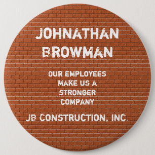 Business Name Tag Red Brick Employee Recognition Button
