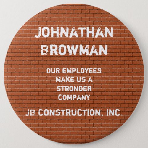 Business Name Tag Red Brick Employee Recognition Button