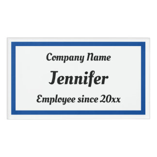 Business Name Tags with Blue Rectangle