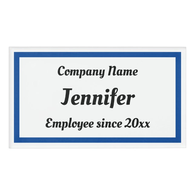 Business Name Tags with Blue Rectangle (Front)