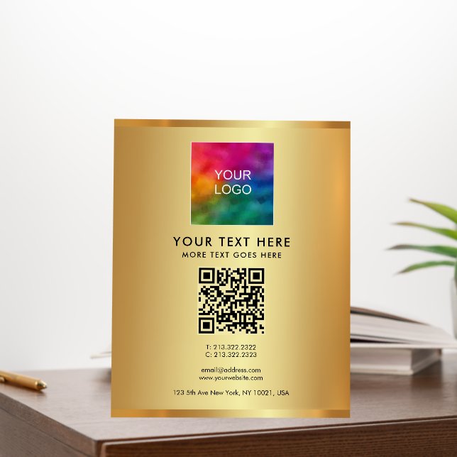 Business Name Text Logo QR Code Glamour Gold Foam Board (In Situ (Office))