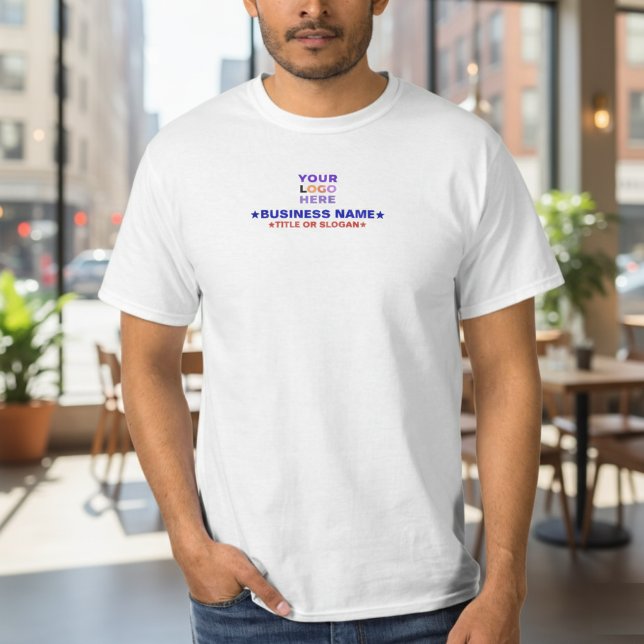 Business Name & Text or Slogan | Promotional Logo T-Shirt (Simple Logo and Text Business TShirts for employee uniforms)