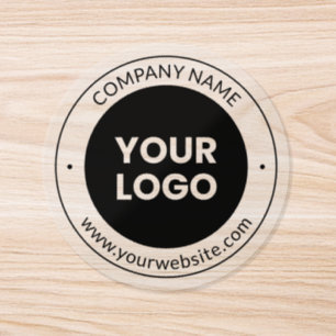 Business Name & Website or Slogan Transparent Classic Round Sticker