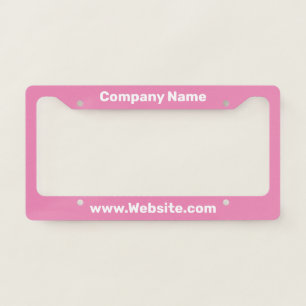 Business Name & Website Pink White Text Template License Plate Frame