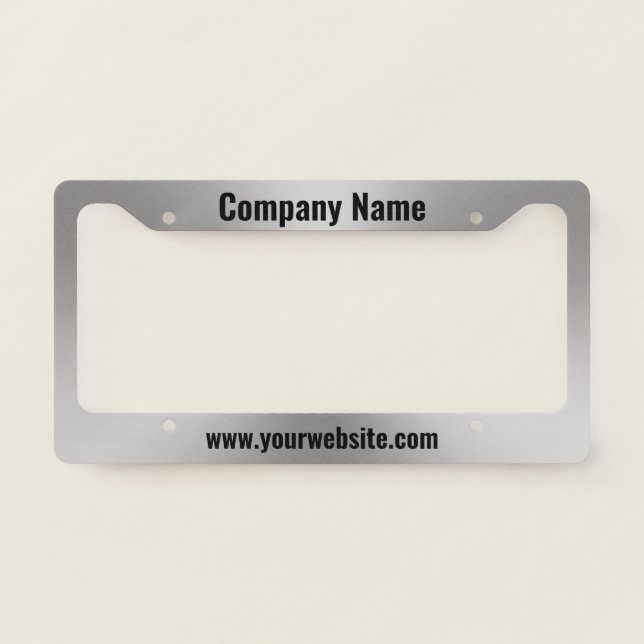 Business Name Website Silver and Black Promotional License Plate Frame (Front)
