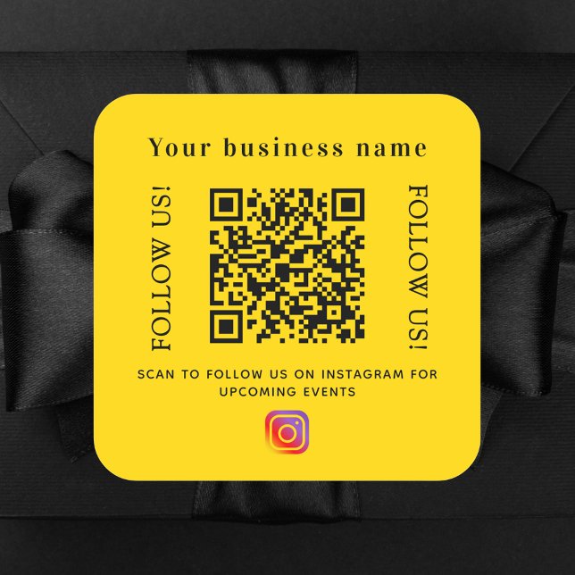 Business name yellow qr code Instagram Square Sticker (Creator Uploaded)