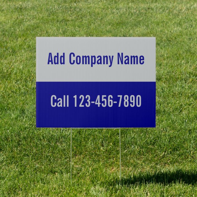 Business Navy Blue and Gray White Your Logo Here Sign (Insitu)