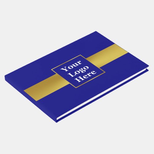 Business Navy Blue Gold Your Logo Corporate Event Guest Book