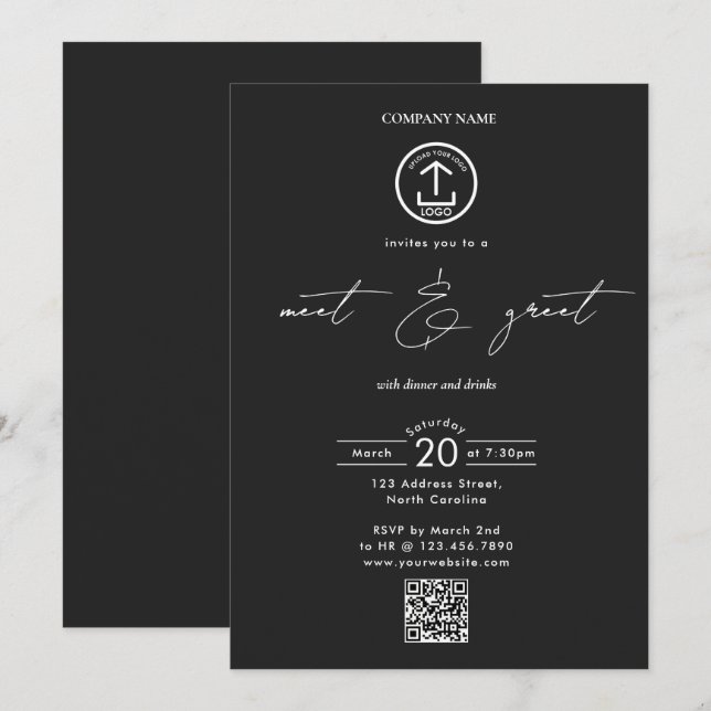 Business Networking Dinner Event Logo Script Invitation (Front/Back)