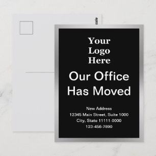 Business New Address Our Office Has Moved Black Postcard