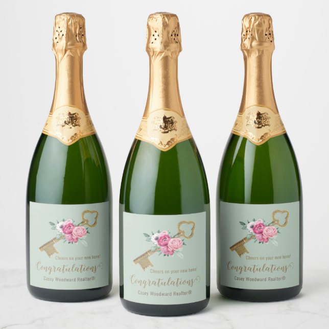 Business New Home Congratulations | Real Estate  Sparkling Wine Label (Bottles)