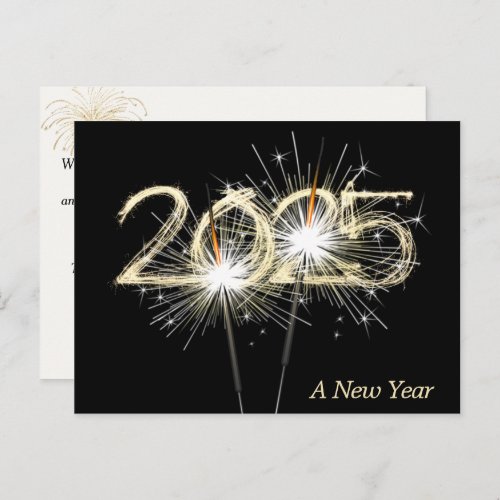 Business New Year 2025 Sparkler  Postcard