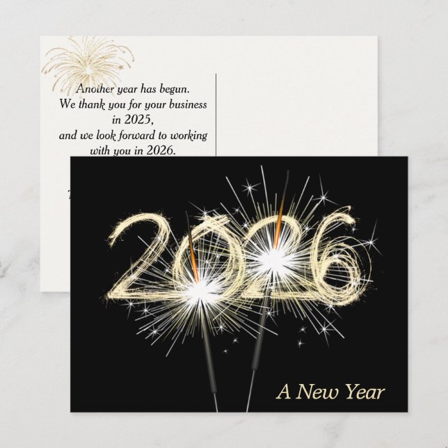 Business New Year 2026 Sparkler  Postcard (Front/Back)