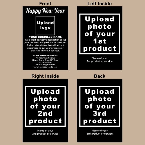 Business New Year Black Folded Greeting Card