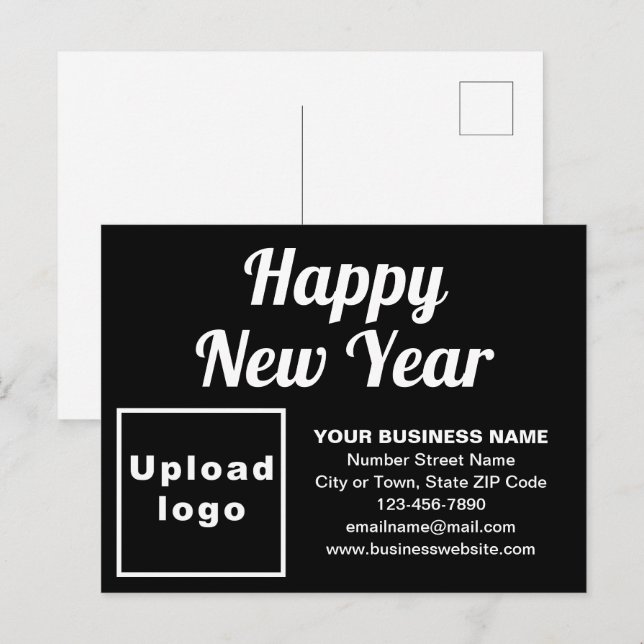 Business New Year Black Holiday Postcard (Front/Back)