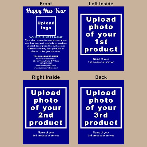 Business New Year Blue Folded Greeting Card