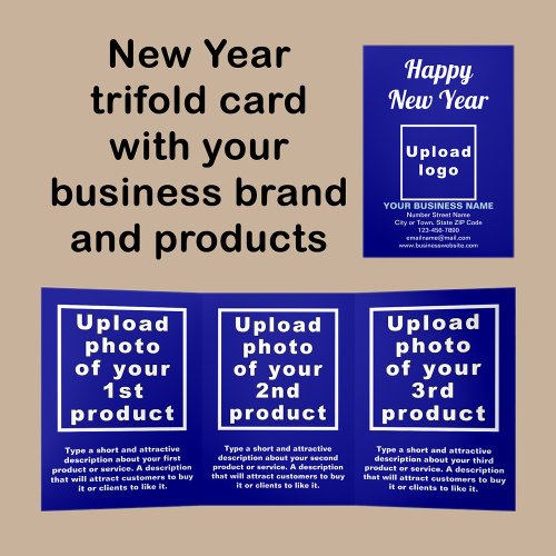 Business New Year Blue Trifold Card