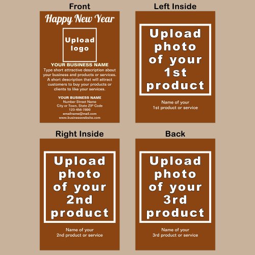 Business New Year Brown Folded Greeting Card