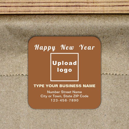 Business New Year Brown Square Sticker